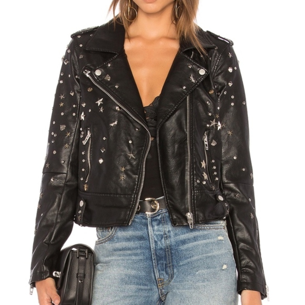Blank NYC Faux Leather Studded Moto Jacket